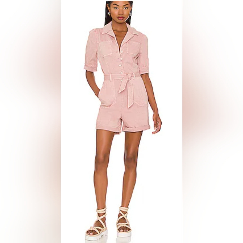 PAIGE Mayslie Romper in Vintage Rouge Glow. Size 2